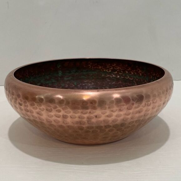 Vintage Hammered Copper Bowl Approximately 3" H X 7.25" Round - Picture 1 of 12